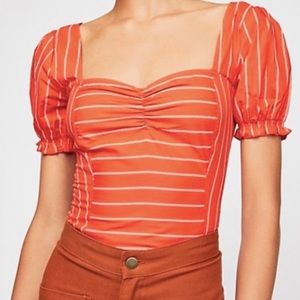 Free People Rose Garden Puff Sleeve Crop - Small